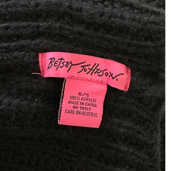 Betsey Johnson Black chunky Knit gray sequin bow infinity scarf one size - Picture 3 of 5